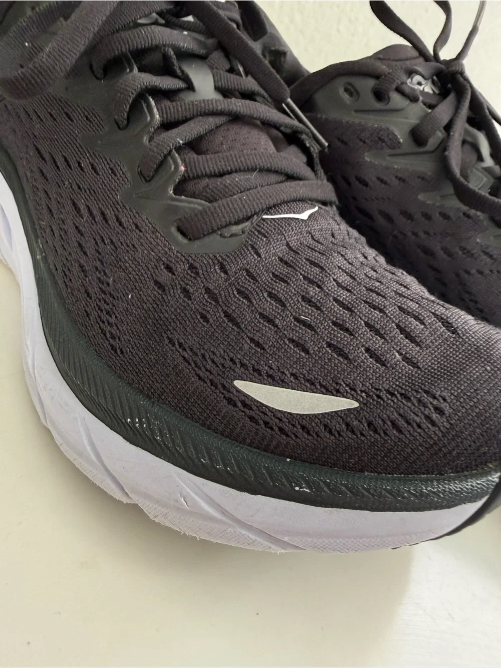 Hoka clifton 8 Women size 6 Black and White Athletic Running Shoes